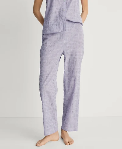 Mango Women's Cotton Striped Woven Seersucker Pajama Pants