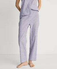 Mango Women's Cotton Striped Woven Seersucker Pajama Pants