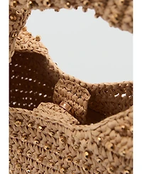 Mango Women's Beaded Natural Fiber Bag