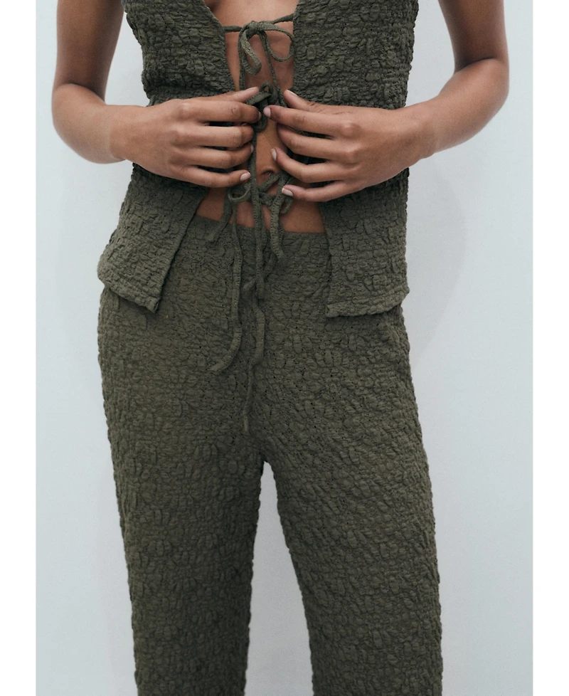 Mango Women's Straight Textured Pants