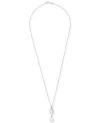 Cultured Freshwater Pearl (8mm) & Diamond Accent Swirl 18" Pendant Necklace in Sterling Silver