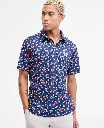 Chubbies Men's Range Flowers Motion Tailored-Fit Performance Golf Polo Shirt
