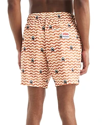 Jaws x Nautica Men's Classic-Fit Active Stretch Quick-Dry Printed 6" Swim Trunks