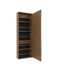 Fm Furniture Queen Creek Shoe Rack with Mirror and One Door, Natural Oak