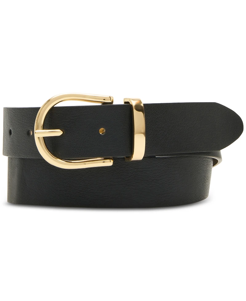 Steve Madden 1-3/10" Faux-Leather Belt, Set of 2