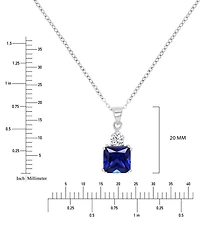 Blue & White Cubic Zirconia 18" Pendant Necklace in Sterling Silver