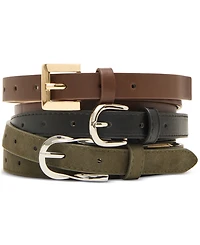 Steve Madden 0.78" Mixed Faux-Leather Belts, Set of 3