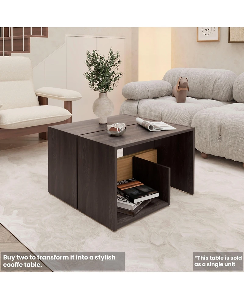 Vega Side Table Melamine with Open Storage