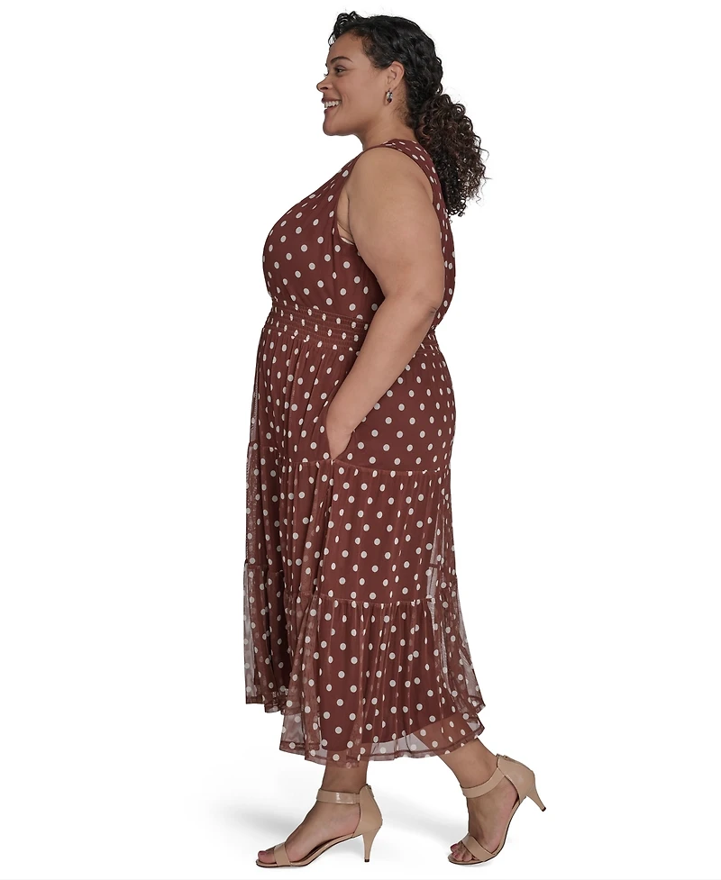 Jessica Howard Plus Jewel-Neck Sleeveless Midi Dress