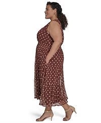 Jessica Howard Plus Jewel-Neck Sleeveless Midi Dress