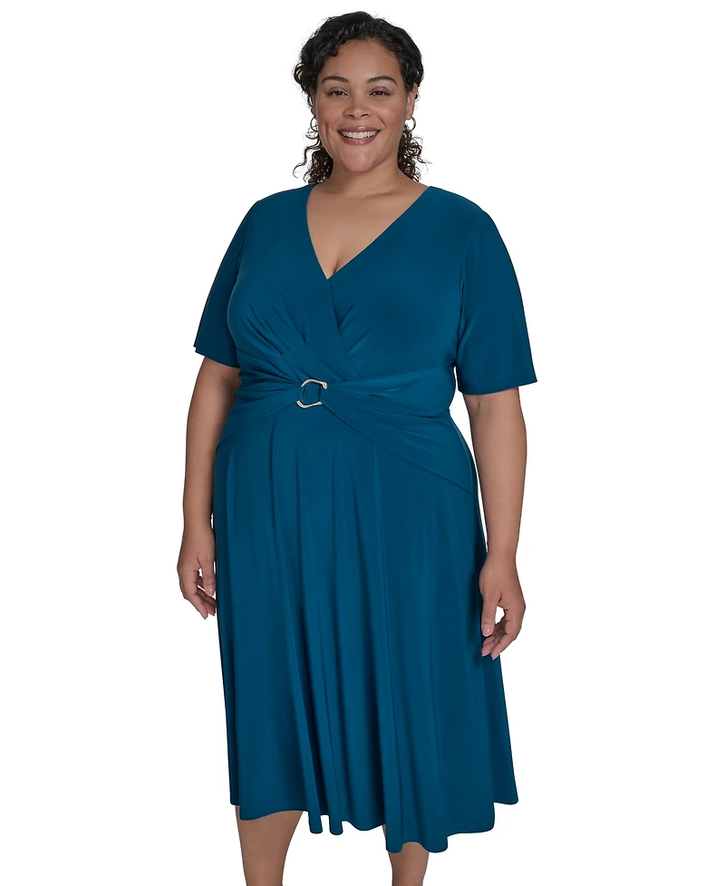 Jessica Howard Plus V-Neck Jersey Midi Dress