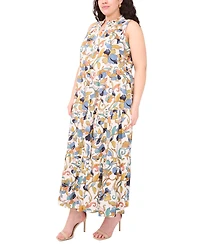 Msk Plus Printed Split-Neck Sleeveless Maxi Dress