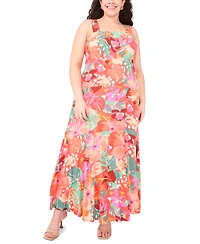 Msk Plus Printed Challis Sleeveless Maxi Dress