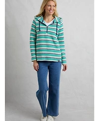 Weird Fish Women's Ally 1/4 Zip Stripe Hoodie