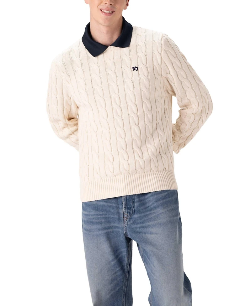 Members Only Men's Crew Neck Cable Knit Sweater