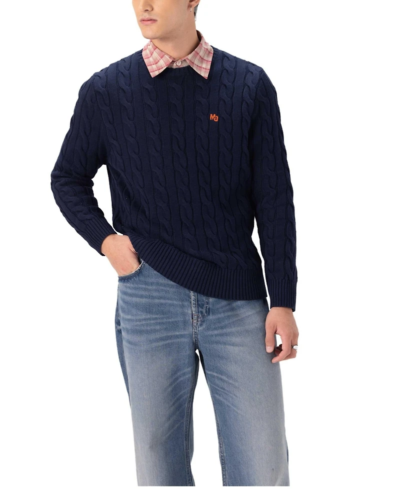 Members Only Men's Crew Neck Cable Knit Sweater