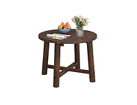 Patio End Table with Solid Wood Structure for Garden Deck Poolside and Indoors