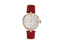 Peugeot Women's Rose Gold 38mm Watch T-Bar Dress Red Leather Strap