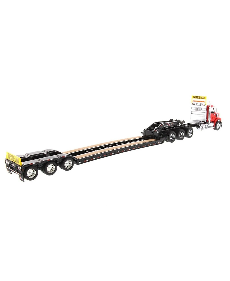 Diecast Masters 1/50 Red Western Star 49X Sb Tridem & Xl 120 Hdg Trailer w/ Single & Tandem Axle Boosters