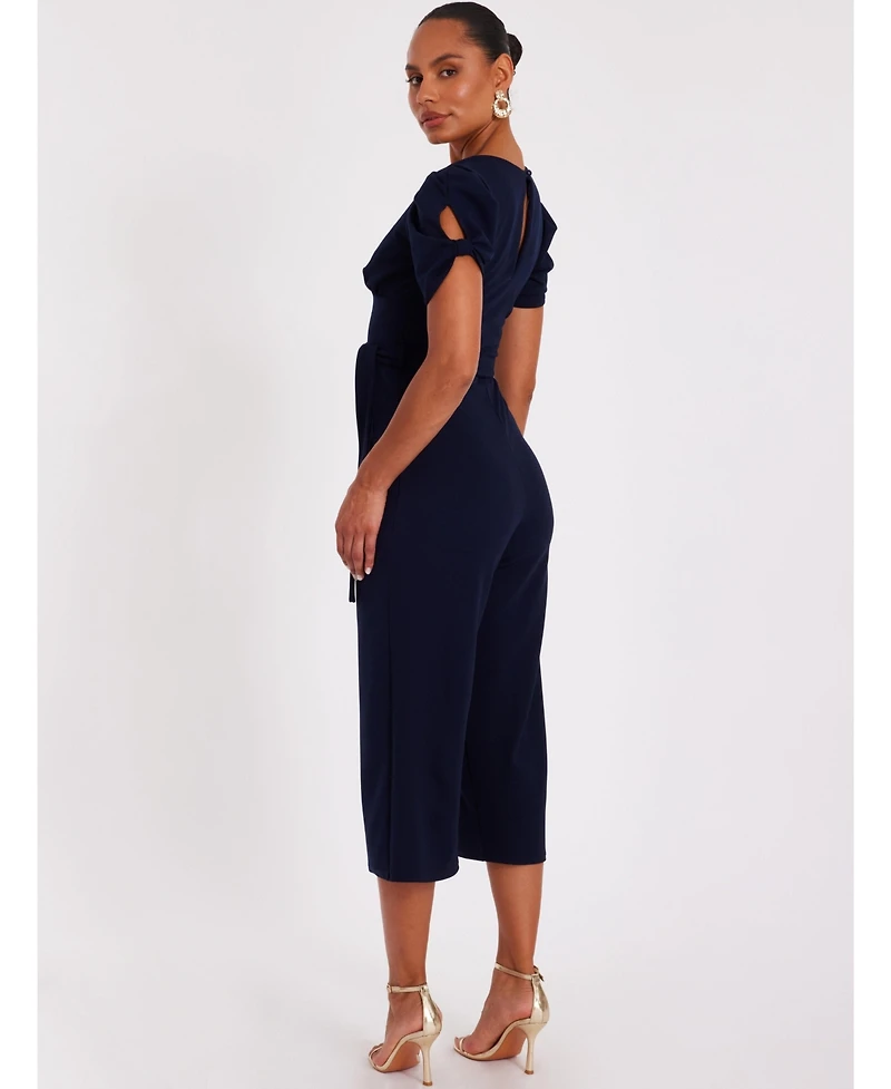 Quiz Women's Scuba Crepe Cap Sleeve Wrap Jumpsuit