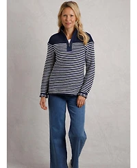 Weird Fish Women's Juliet 1/4 Zip Stripe Macaroni