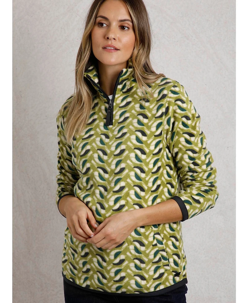 Weird Fish Women's Reena 1/4 Zip Printed Microfleece