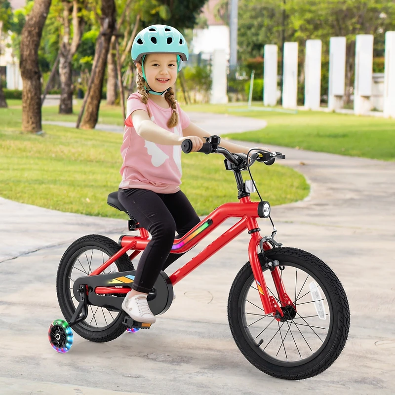 Kids Bike with Led Lights Adjustable Carbon Steel Bicycle