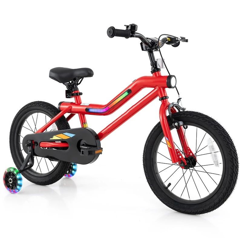 Kids Bike with Led Lights Adjustable Carbon Steel Bicycle