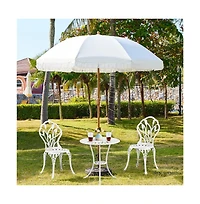 Yaheetech 7.5FT Patio Umbrella with Tassels 8-Rib Solar Parasol, Cream