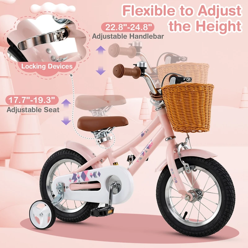 Kids Retro Bike with Adjustable Height and Basket Fun and Stylish Bicycle