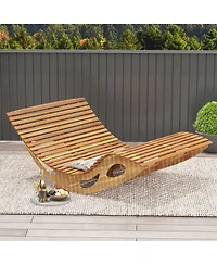 Gymax 2PCS Outdoor Double Chaise Lounge for 2 w/ High Back Slatted Seat Stopper Patio