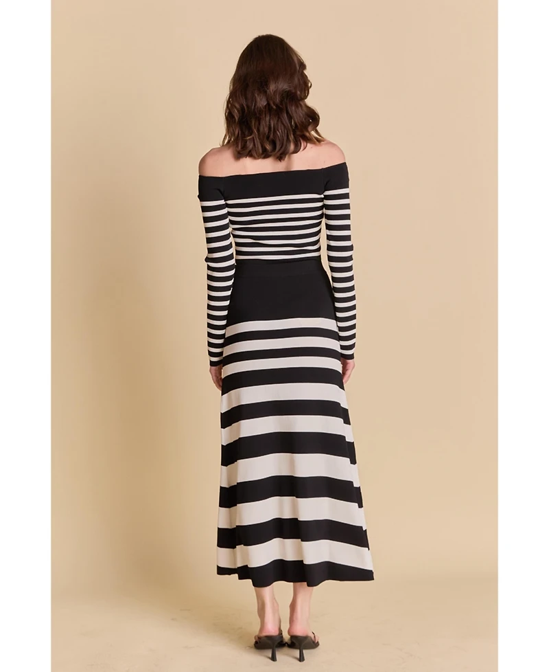 endless rose Women's Striped Midi Skirt