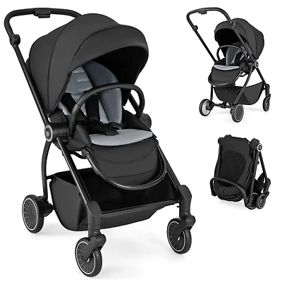 Slickblue Toddler Foldable Pram Stroller with Reversible Seat Reclining Backrest