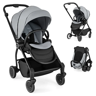 Slickblue Toddler Foldable Pram Stroller with Reversible Seat Reclining Backrest