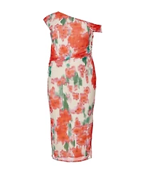 Quiz Plus One Shoulder Mesh Maxi Dress