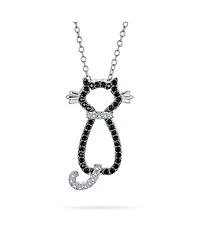 Bling Jewelry Charming Bff Black Kitty Cat Pendant Necklace Cz Pet Jewelry for Cat Lovers