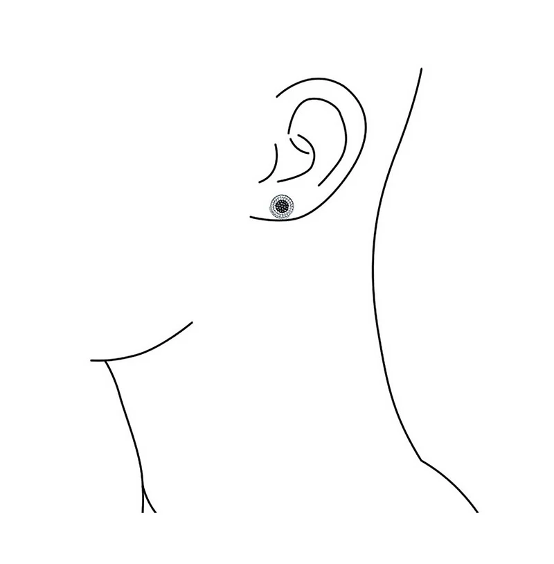 Bling Jewelry Precision Target – 11MM Black & White Cz Stud Earrings, Sterling Silver, Screw Backs