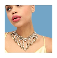 Sohi Women's White Marquise Bling Statement Necklace