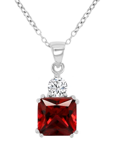 Blue & White Cubic Zirconia 18" Pendant Necklace Sterling Silver