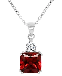 Blue & White Cubic Zirconia 18" Pendant Necklace Sterling Silver