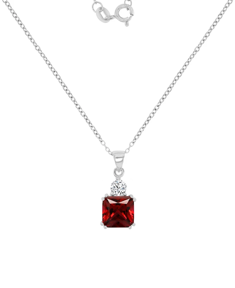 Blue & White Cubic Zirconia 18" Pendant Necklace Sterling Silver
