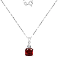 Blue & White Cubic Zirconia 18" Pendant Necklace Sterling Silver