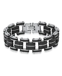 Steeltime Men's Stainless Steel and Black Rubber Bicycle Chain Bracelet