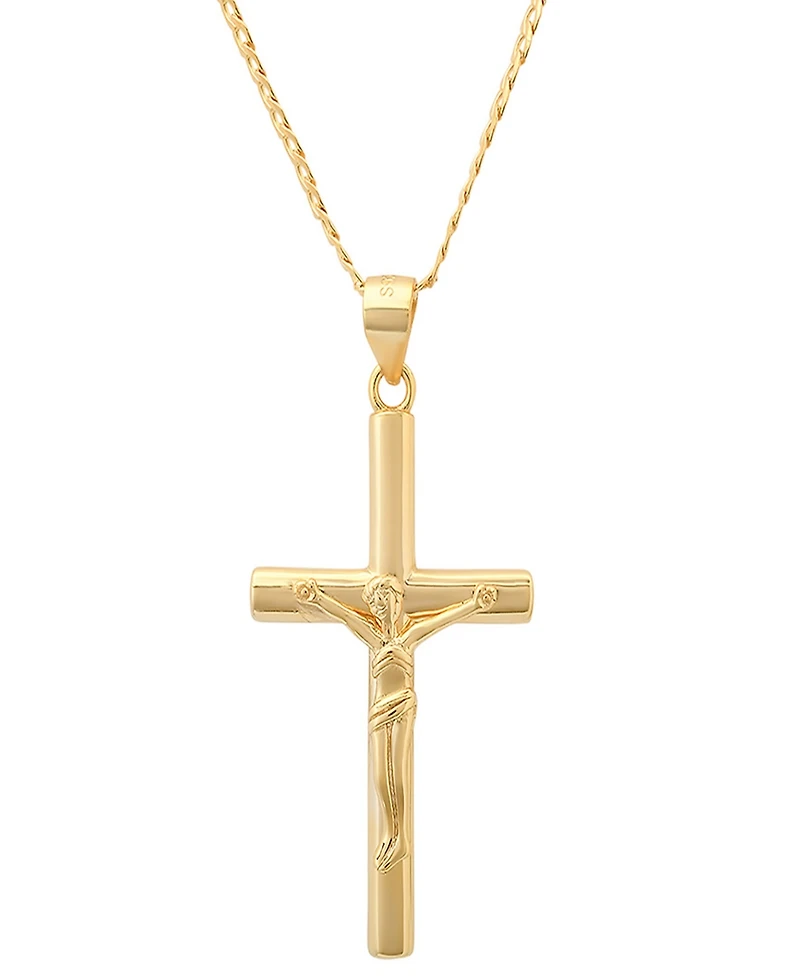 Steeltime Men's 14K Gold Plated Crucifix Pendant Necklace
