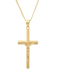 Steeltime Men's 14K Gold Plated Crucifix Pendant Necklace