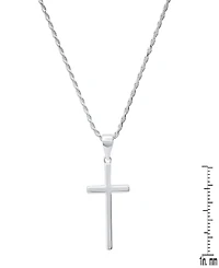 Steeltime Men's Sterling Silver Rope Chain and Cross Pendant Necklace