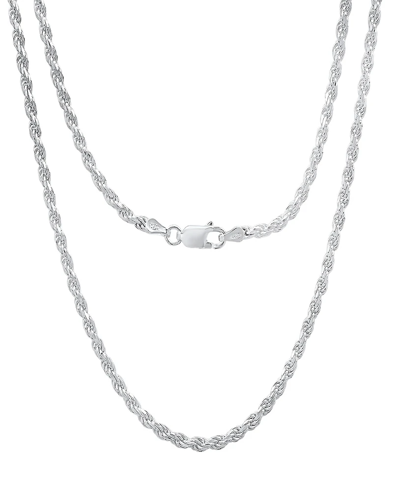 Steeltime Unisex Sterling Silver Rope Chain Necklace