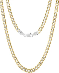 Steeltime Unisex Sterling Silver and 18K Gold Plated Diamond Cut Curb Link Necklace