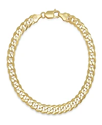 Steeltime Unisex 14K Gold Plated Sterling Silver Diamond Cut Curb Link Chain Bracelet