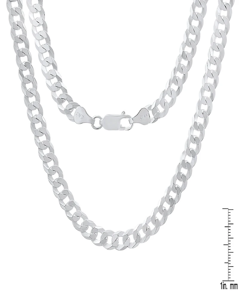 Steeltime Unisex Sterling Silver Diamond Cut Curb Link Chain Necklace